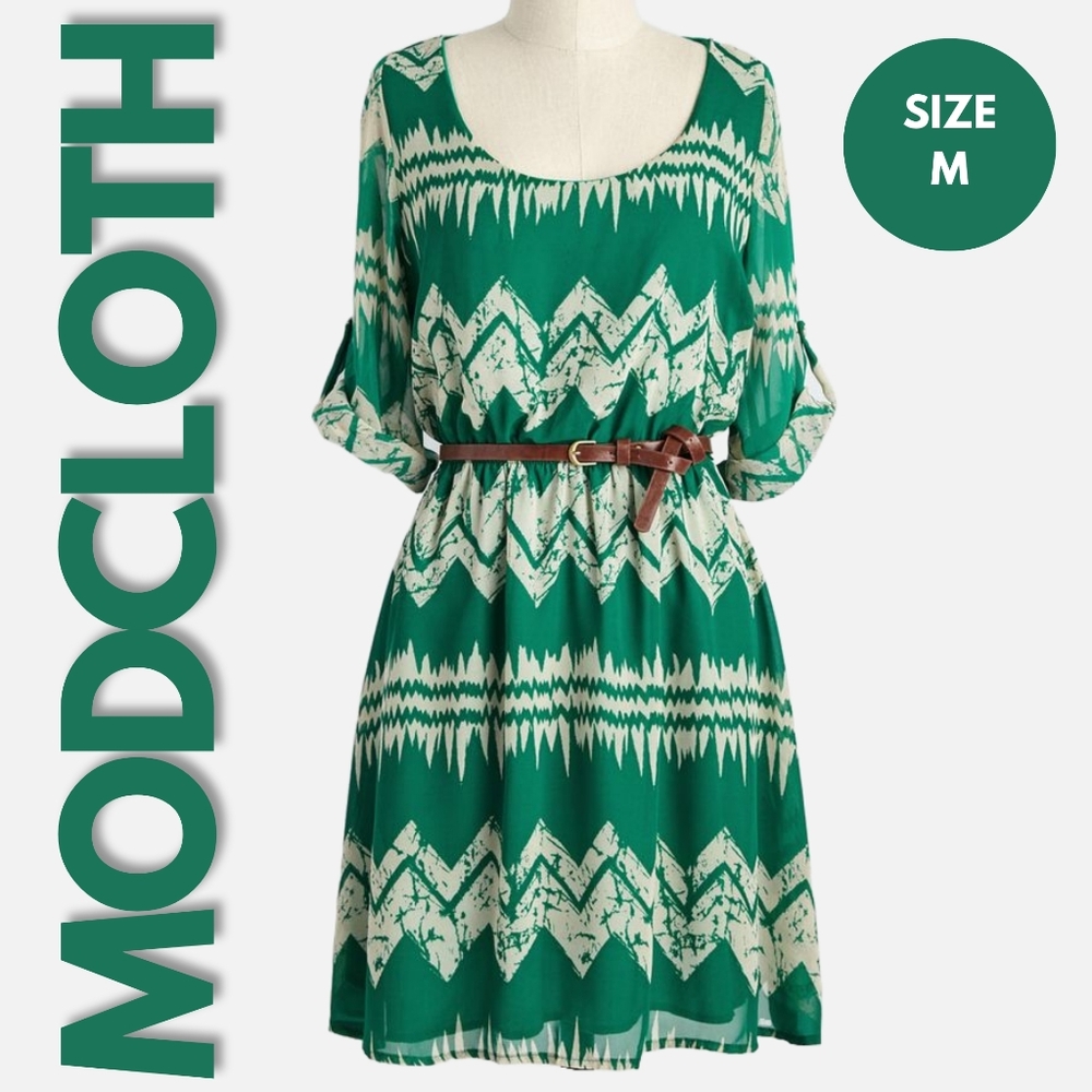ModCloth x Peach Love California Green Mountain Dwelling Mini Dress Size M